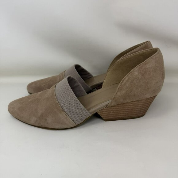 Eileen Fisher Black Velvet Hilly Dorsay Wedge Shoes Beige Women’s Size 9 - Picture 2 of 7